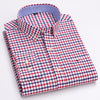 Men&#39;s Cotton Plaid Long-sleeved Oxford Casual Shirt