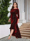 Velvet Elegance Quarter Sleeve Dress