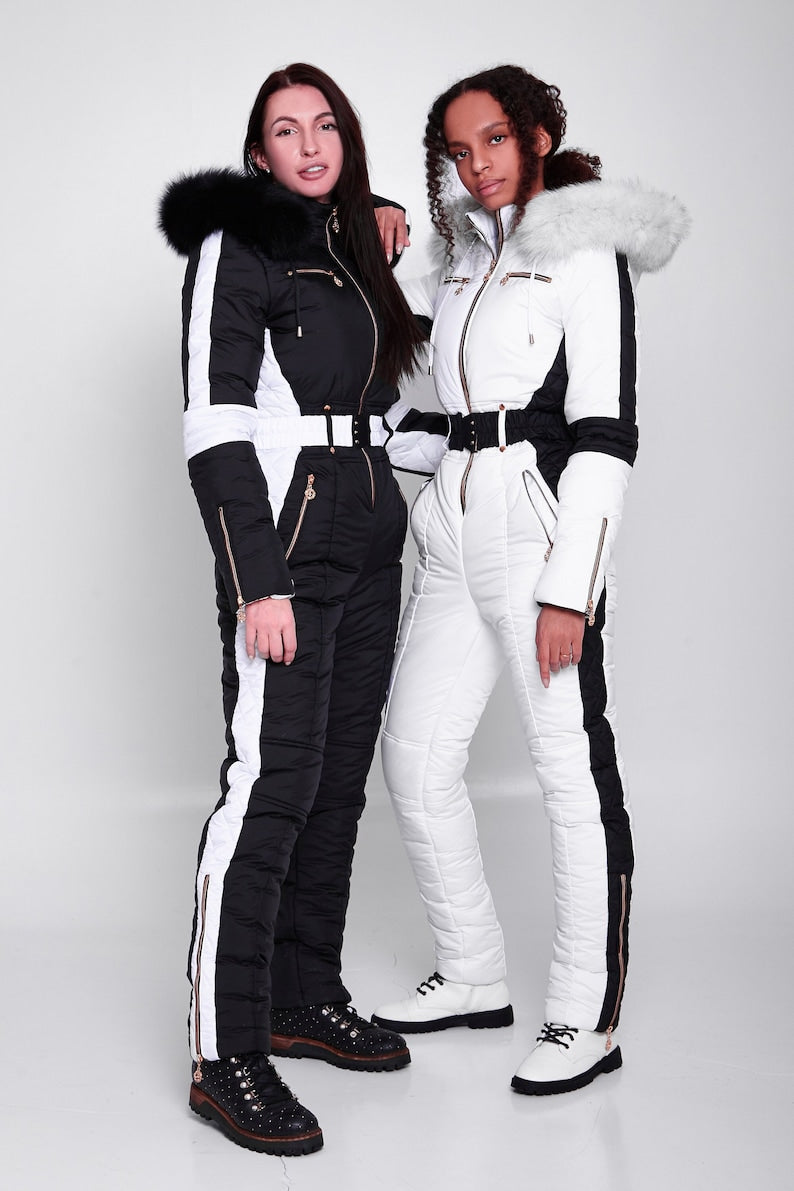 Women's Black and White Snowsuit